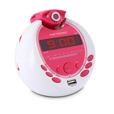 Afbeelding van Metronic 477022 Projectie USB MP3 Wekkerradio voor kinderen Wit/Paars