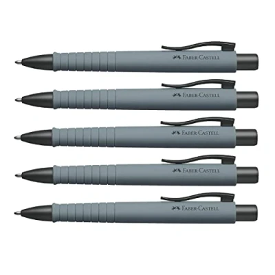 Afbeelding van Faber Castell Poly Ball 205024 balpen, stedelijk steengrijs, met verwisselbare vulling 0,5 mm, onuitwisbaar, 5 stuks