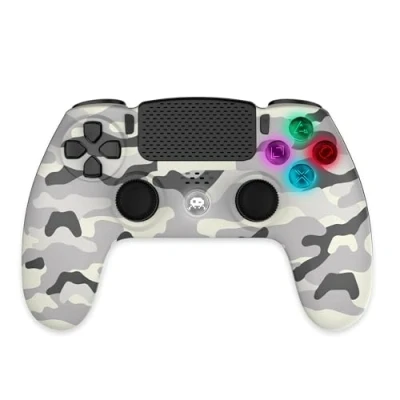 Afbeelding van Freaks and Geeks Witte Camo Draadloze Controller voor PS4 Led 3.5 mm Jack (Compatibel met PS3 PC Android)