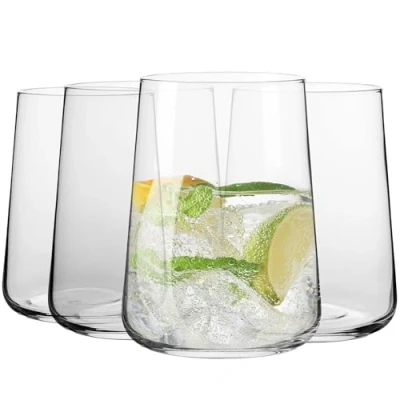 Afbeelding van Krosno Set van 4 glazen voor water, sap en andere dranken, elegant design, inhoud 490 ml, ideaal thuis, restaurants, feesten, vaatwasmachinebestendig