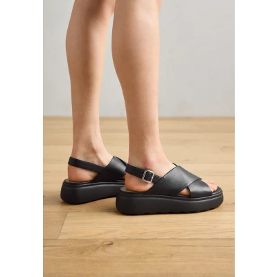 Afbeelding van Geox Spherica Sandalen met plateauzool, Dames, Maat: 41, Black Leer