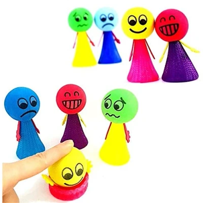 Afbeelding van JZK 8 stuks creatieve emoji schattige stuiterende poppen, kinderverjaardagsfeest gunsten, feestzakvullers, feestbenodigdheden decoraties