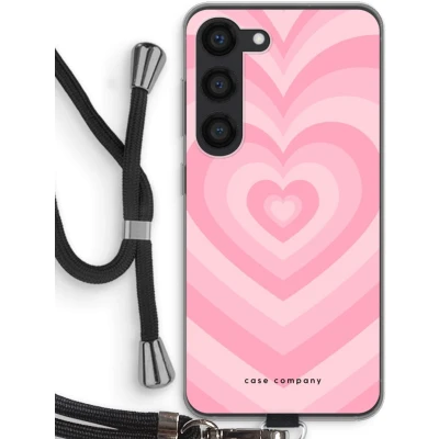 Afbeelding van Case Company® hoesje met Koord geschikt voor Samsung Galaxy S23 Hart Roos Telefoonhoesje Zwart Bescherming aan alle Kanten en Over de Schermrand