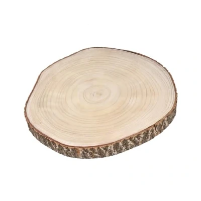 Afbeelding van Houten schijf van echt natuurlijk hout, 40 45 cm, voor decoreren, knutselen, schilderen, brandschilderen, tafeldecoratie