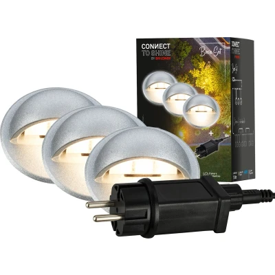 Afbeelding van Briloner LED vloerinbouwspots 3922034 Startset met zijlicht Warm wit licht IP65 Ø35x36mm Zilverkleurig