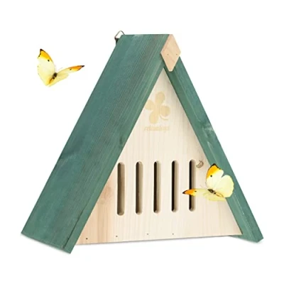 Afbeelding van Relaxdays vlinderhuis dennenhout insectenhotel nestkastje 5 sleuven natuur/groen