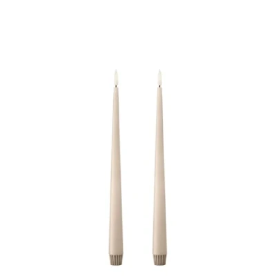 Afbeelding van Ester &amp; Erik Led Taper kaars 30cm ice latte set van 2
