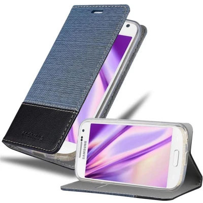 Afbeelding van Cadorabo Hoesje geschikt voor Samsung Galaxy S4 MINI in DONKERBLAUW ZWART Beschermhoes met magnetische sluiting, standfunctie en kaartvakje Book Case Cover Etui