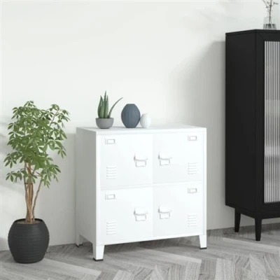 Afbeelding van Archiefkast industrieel 75x40x80 cm staal wit