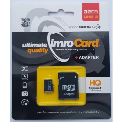 Afbeelding van Imro Micro SD Kaart 32GB Geheugenkaart met Adapter Class 10 UHS 3