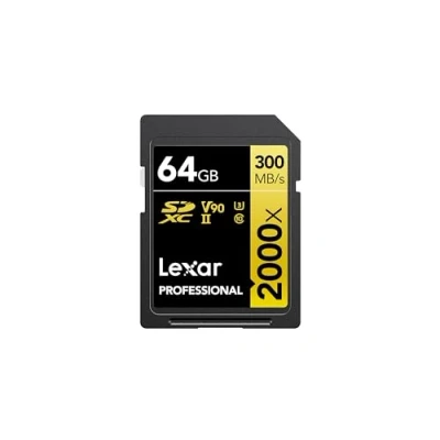 Afbeelding van Lexar 2000 x 64 GB professionele SDXC UHS II geheugenkaart, Readerless, tot 300 MB/s lezen, voor DSLR, Cinema Grade videocamera&#039;s (LSD2000064G BNNAG)