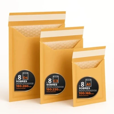 Afbeelding van Ofituria 20 enveloppen 100 x 165 mm bruin polyethyleen bubbelfolie binnen