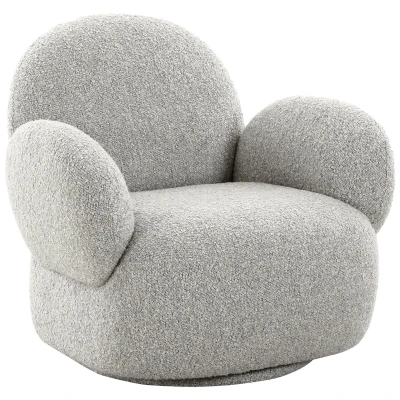 Afbeelding van House Nordic Messina Draaifauteuil Lichtgrijs Bouclé