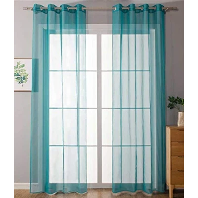 Afbeelding van Set van 2 ooggordijnen transparant &quot;Uni&quot; H x B 245 140 cm turquoise gordijn met ogen voor de woonkamer 20332 cn2