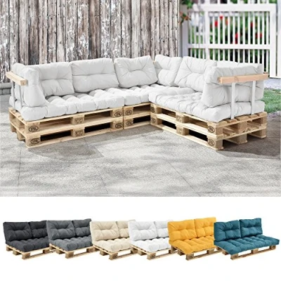 Afbeelding van en.casa Rugkussen Palletbank 60 x 40 20/10 cm Wit