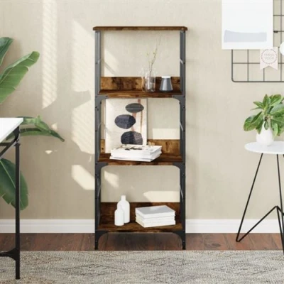 Afbeelding van Boekenrek 50x33x117,5 cm bewerkt hout gerookt eikenkleurig