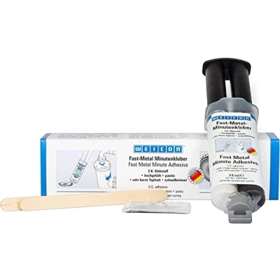 Afbeelding van WEICON Fast Metal Minute Lijm met spatel 24 ml Vloeibaar metaal 2 componenten epoxyharslijm voor metaal, hout, steen en nog veel meer.