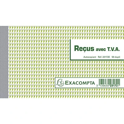 Image de Manifold Exacompta 50 feuillets Reçus avec TVA 10,5x18cm Dupli