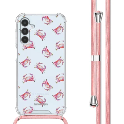 Afbeelding van iMoshion Hoesje Geschikt voor Samsung Galaxy A15 (5G) / (4G) met Koord Design Meerkleurig Crab Watercolor