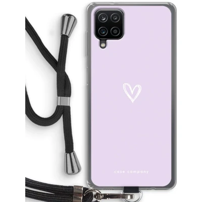 Afbeelding van Case Company® hoesje met Koord geschikt voor Samsung Galaxy A12 Klein hartje paars Telefoonhoesje Zwart Bescherming aan alle Kanten en Over de Schermrand