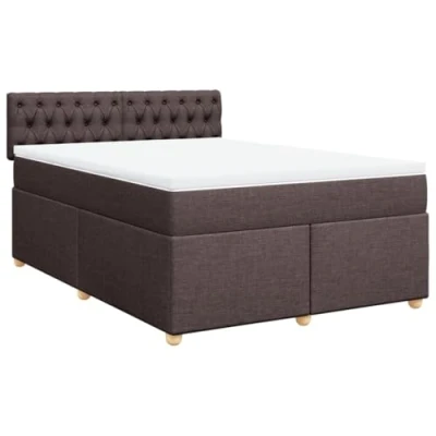 Afbeelding van vidaXL Boxspring met matras stof donkerbruin 160x200 cm