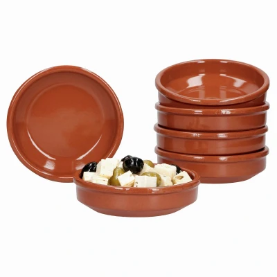 Afbeelding van MamboCat Cazuela set van 6 keramische kommen, diameter 12 cm, maat S, geëmailleerd, uniek handgemaakt, antieke stijl