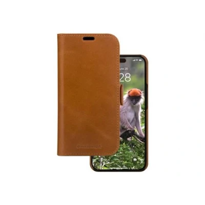 Image de dbramante1928 Lynge Étui à rabat pour téléphone portable cuir pleine fleur brun clair Apple iPhone 15 Plus