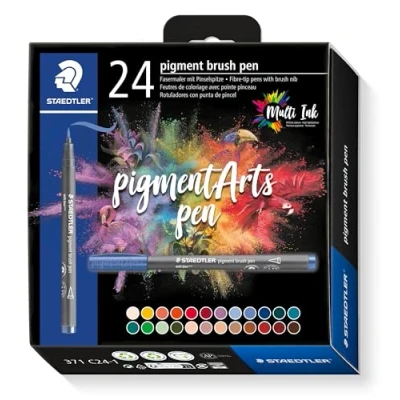 Afbeelding van Staedtler, Kleurpotloden, Fasermaler Pigment (Warme kleuren, 24 stuk, 24 x)