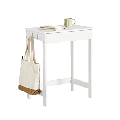Afbeelding van SoBuy FWT43 N Computerbureau Bureautafel met 1 lade en 3 haken, metalen frame, industriële stijl, 60 x 40 77 cm,