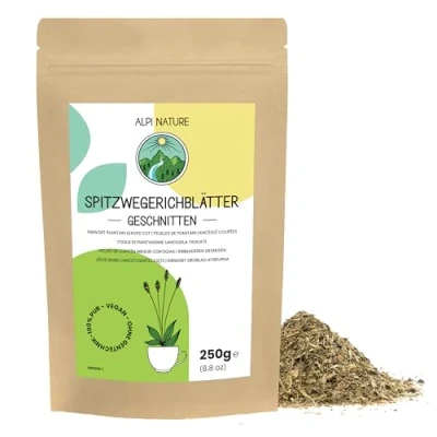 Afbeelding van weegbree thee lancetvormig 250 g van Alpi Natuur, gedroogde bladeren, losse bladthee, kruid voor de bereiding en kruidenthee