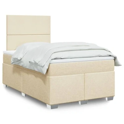 Image de vidaXL Sommier à lattes de lit avec matelas Crème 120x200 cm Tissu