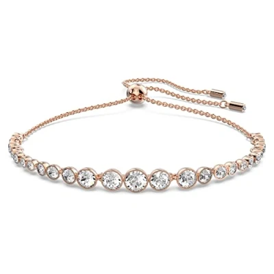 Afbeelding van Swarovski Emily armband bezet met blauwe kristallen, schuifsluiting, van gerhodineerd metaal, Kristal