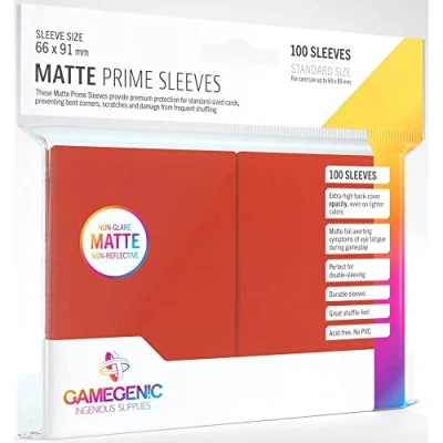 Image de Gamegenic GGS11027ML Matte Prime Sleeves (100 Pack), Red