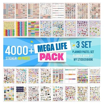 Afbeelding van colortouch 4000 stuks maandplanner stickers voor fotoalbum kalender, planner, dagboek, notitieboek, bullet journal seizoensgebonden