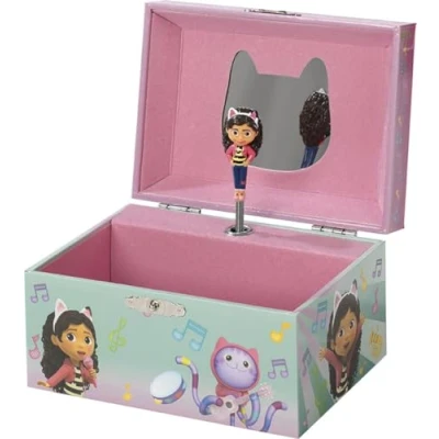 Afbeelding van Gabby&#039;s Poppenhuis Totum sieradendoosje met muziek, muziekdoosje, juwelenkistje dansende Gabby en spiegeltje cadeautip Dollhouse