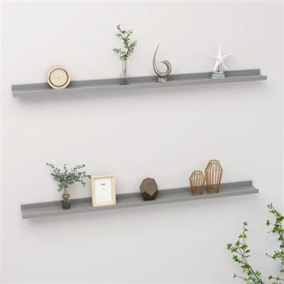 Afbeelding van Wandschappen 2 st 115x9x3 cm grijs
