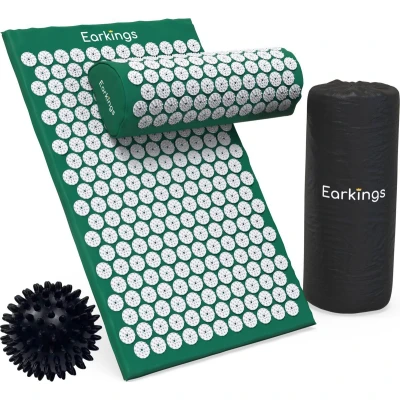 Afbeelding van Spijkermat Acupressuur Mat Shakti met Massagebal en Draagtas Massagemat 68x42x2 cm Earkings Groen