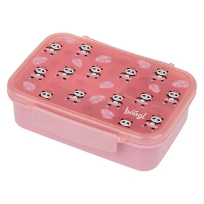 Afbeelding van Baagl Lunchbox voor kinderen, broodtrommel met vakken, meisjes, kleuterschool, (panda)