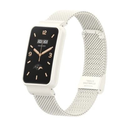 Afbeelding van Milanese bandje met case Wit Xiaomi Smart band 7 Pro