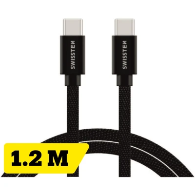 Afbeelding van Swissten USB C naar Kabel voor o.a. Samsung, Apple iPhone 15 &amp; iPad 1.2M Zwart
