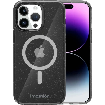 Afbeelding van iPhone 15 Pro Max Hoesje iMoshion Glitter Backcover met MagSafe Zwart