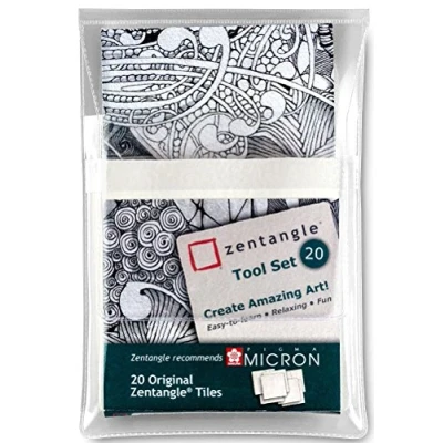 Afbeelding van Sakura Zentangle tiles 20 delig wit