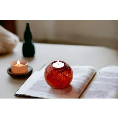 Afbeelding van Mini urn waxinelichthouder Red Marble urnen voor mensen urne