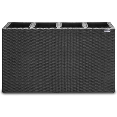 Afbeelding van Polyrattan Bloembak 4 delig Zwart 95 x 27 60 cm