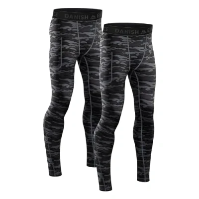 Afbeelding van DANISH ENDURANCE Compressiebroek Heren Basislaag voor Trainen Set van 2 Grijs Camo M