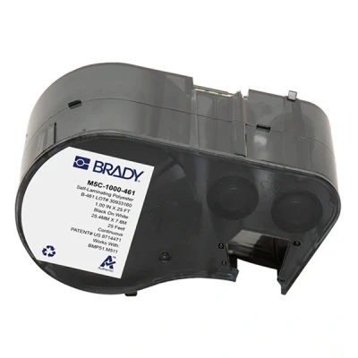 Image de BMP53 Brady M5C 1000 461 étiquettes en polyester laminé 25,4 mm x 7,62 m (d&#039;origine) noir sur blanc