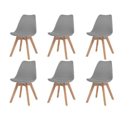 Afbeelding van vidaXL Eetkamerstoelen 6 st kunststof grijs