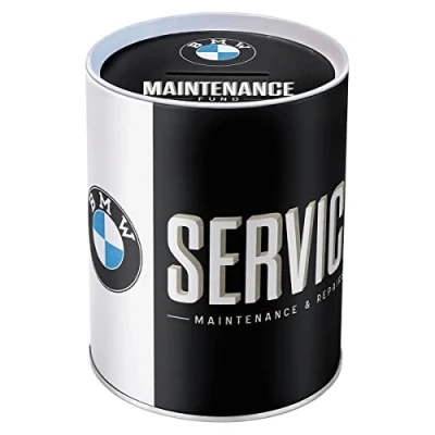 Afbeelding van Nostalgic Art BMW Service Retro Spaarpot, cadeau idee voor fans van auto accessoires, metalen bankbiljettendoos, ijzer wit, 1 liter