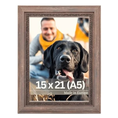 Afbeelding van Victor fotolijst &quot;Boho&quot; bruin in 15 x 21 cm lijst: 30 16 mm Vintage rustiek A5 bruine 20 Landhuis