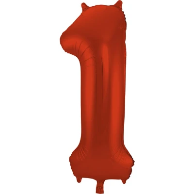 Afbeelding van Folie ballon cijfer 1 Rood Metallic Mat 86cm